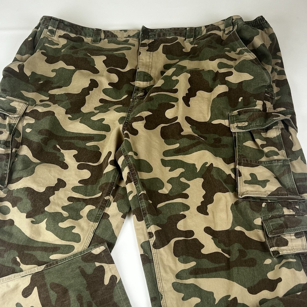 Boulder Creek Cargo Pants Mens 54x32 Big Tall Camo Chino Khaki Cotton
